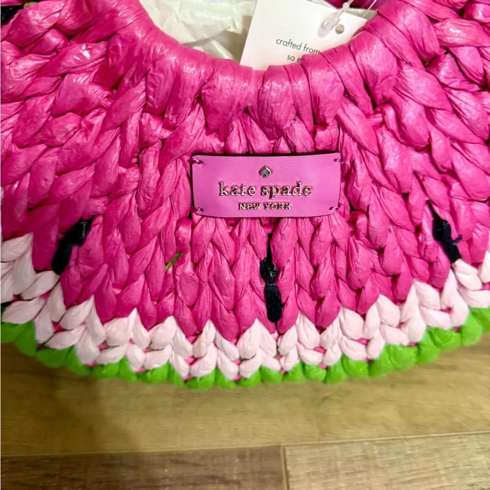 RARE NEW KATE SPADE NEW YORK WATERMELON PICNIC PERFECT WOVEN SMALL TOTE HANDBAG - Picture 2 of 8